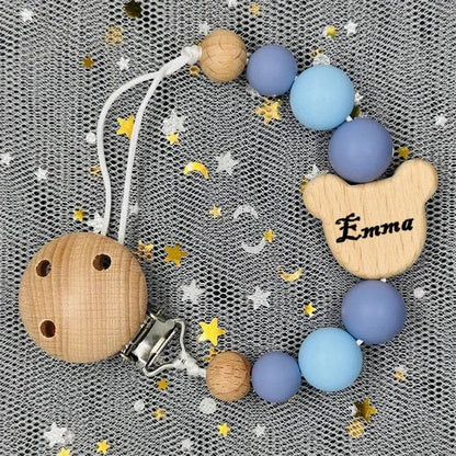 Custom Baby Pacifier Chain – Name Clip with Teether Pendant - KinBuB