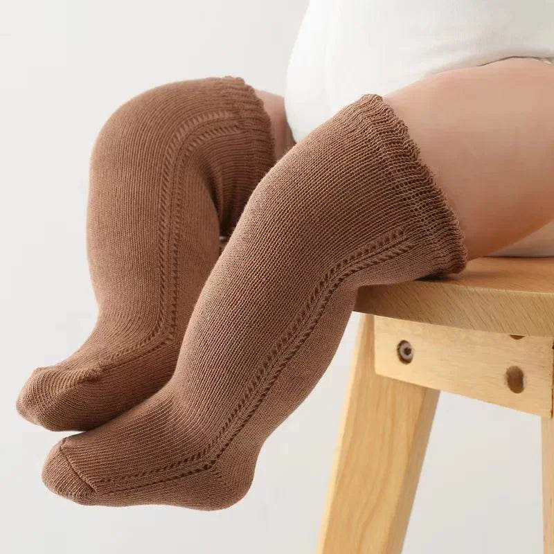 Cotton Baby Knee Socks – White Long Tube Socks for Kids - KinBuB