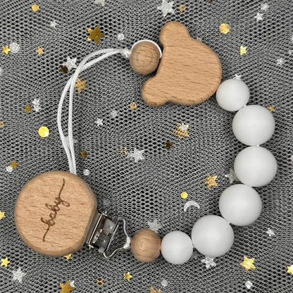 Custom Baby Pacifier Chain – Name Clip with Teether Pendant - KinBuB
