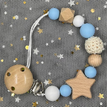 Custom Baby Pacifier Chain – Name Clip with Teether Pendant - KinBuB