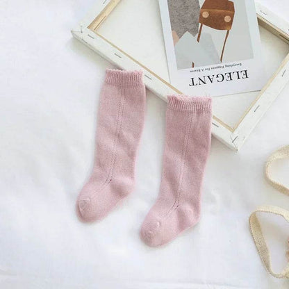 Cotton Baby Knee Socks – White Long Tube Socks for Kids - KinBuB
