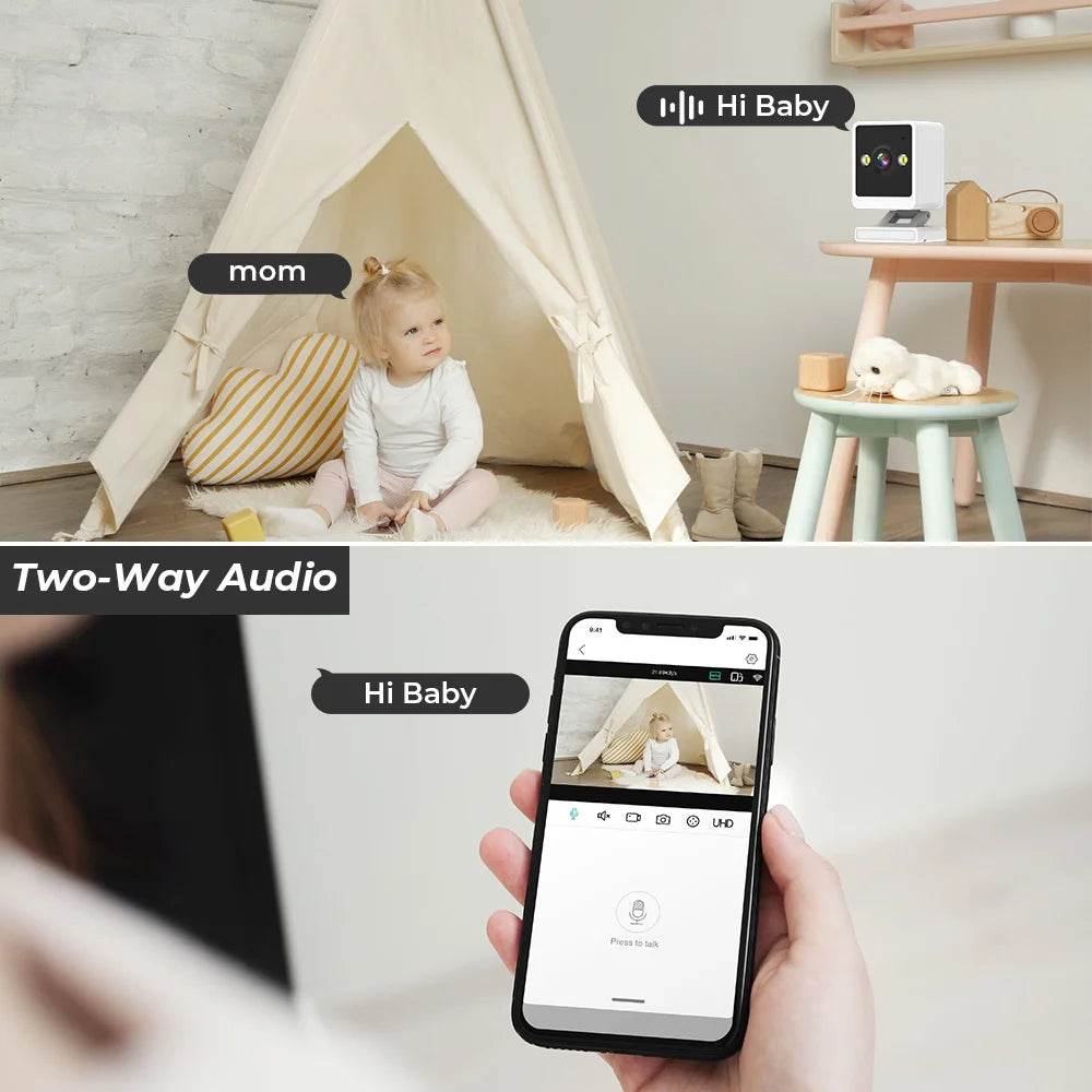 Mini Wifi Baby Monitor with Two-Way Audio & Security - KinBuB