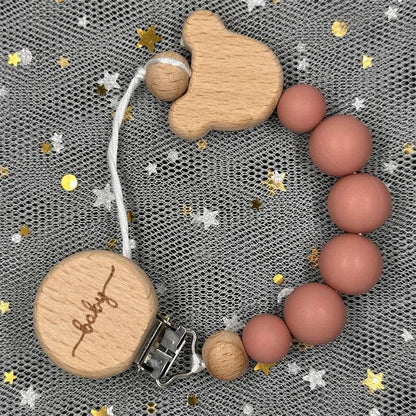 Custom Baby Pacifier Chain – Name Clip with Teether Pendant - KinBuB