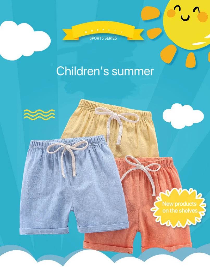 Cotton Linen Kids Shorts – Summer Casual Wear for Boys & Girls - KinBuB