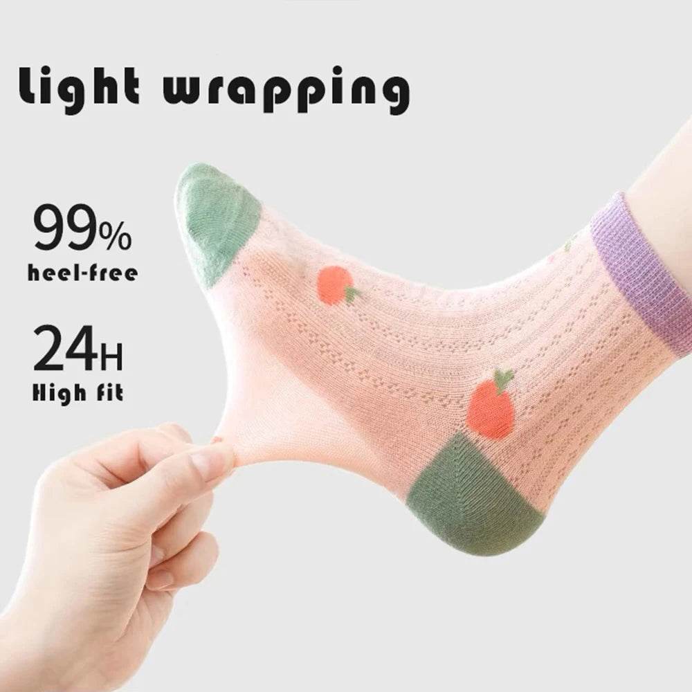 Girls Breathable Mesh Socks – Cartoon Thin Socks 1–16 Years - KinBuB