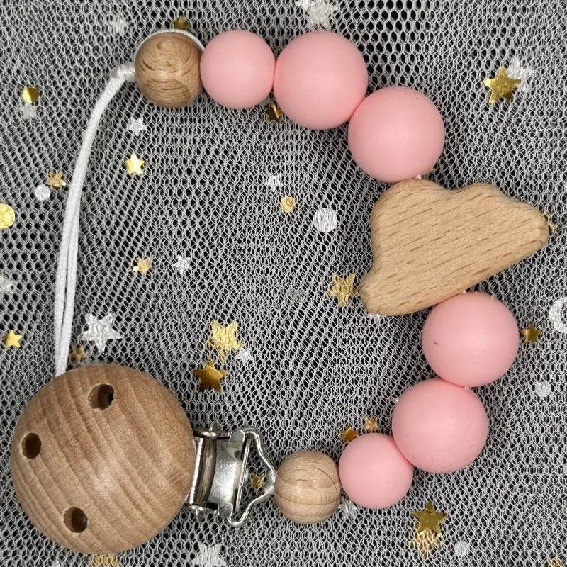 Custom Baby Pacifier Chain – Name Clip with Teether Pendant - KinBuB