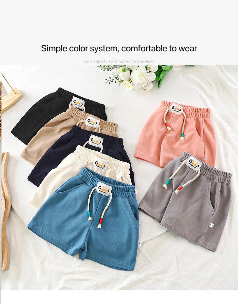 Summer Kids Shorts – Solid Color Casual Shorts for Boys & Girls - KinBuB