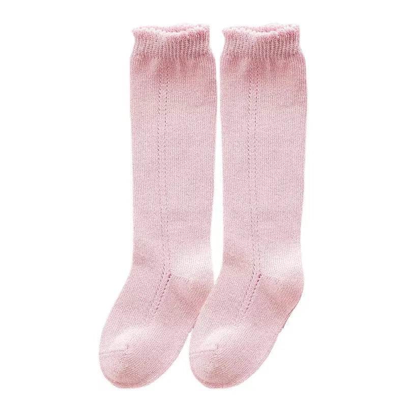 Cotton Baby Knee Socks – White Long Tube Socks for Kids - KinBuB