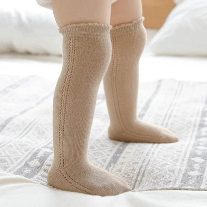 Cotton Baby Knee Socks – White Long Tube Socks for Kids - KinBuB