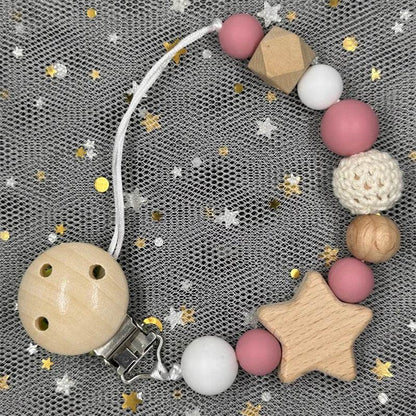 Custom Baby Pacifier Chain – Name Clip with Teether Pendant - KinBuB