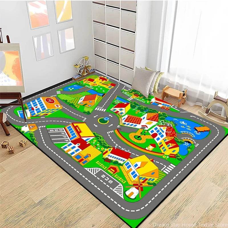 Road Traffic Play Mat – Educational Rug for Kids' Playrooms - KinBuB