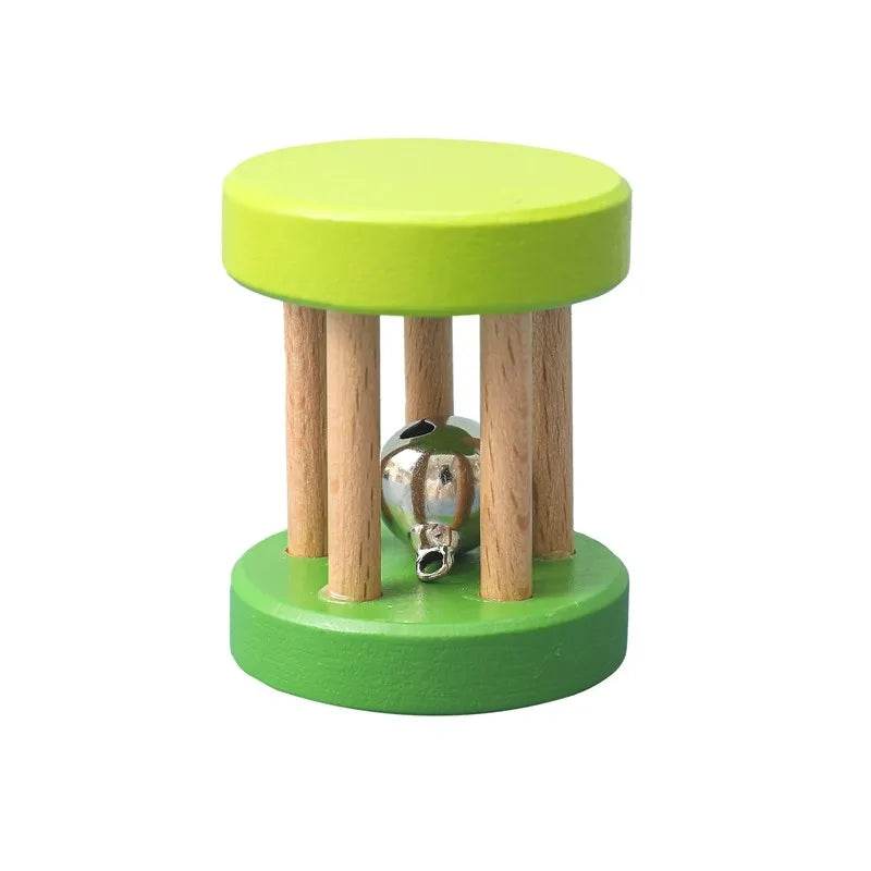 Baby Wooden Teether Rattle – Crochet Animal Newborn Toy - KinBuB