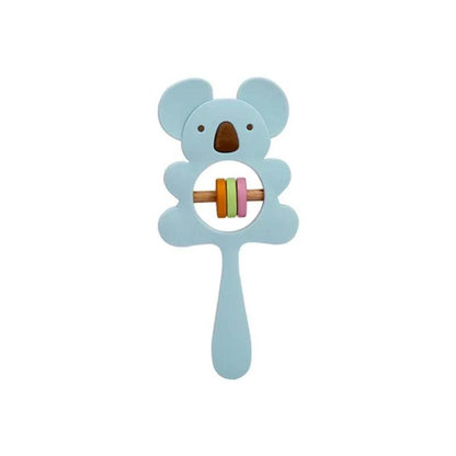 Baby Wooden Teether Rattle – Crochet Animal Newborn Toy - KinBuB