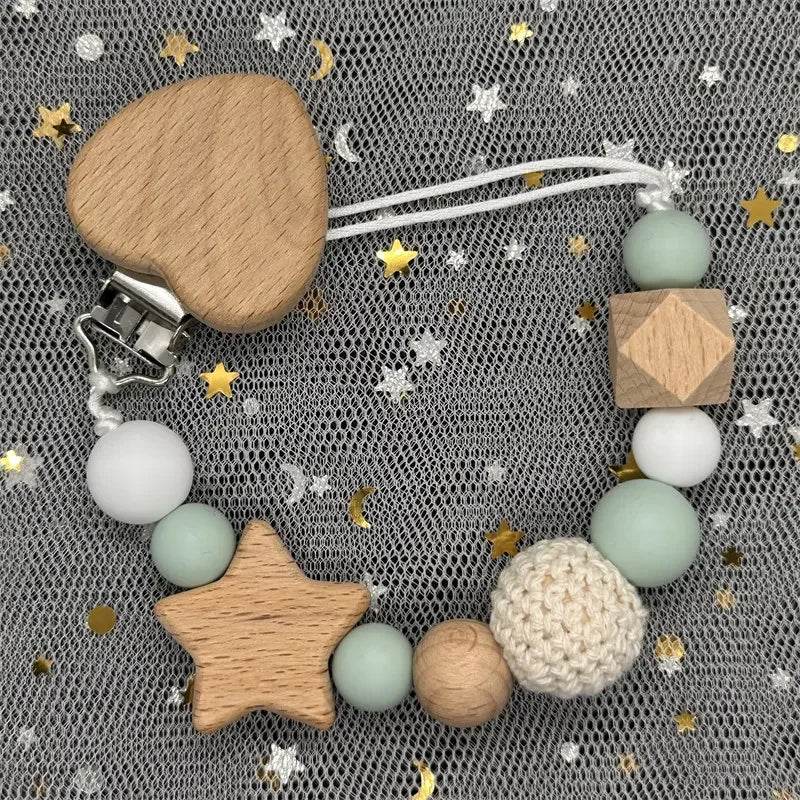 Custom Baby Pacifier Chain – Name Clip with Teether Pendant - KinBuB