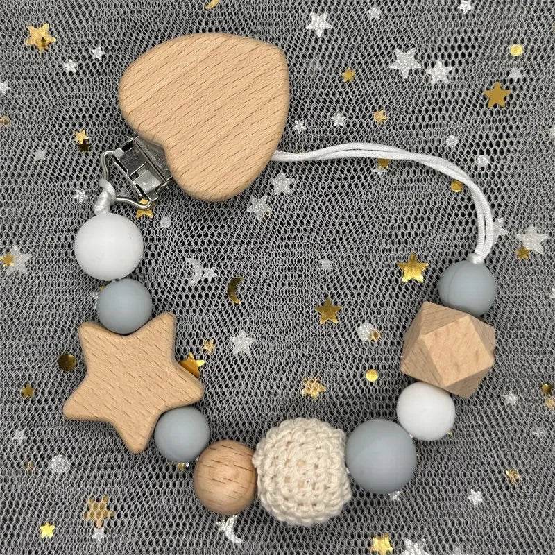 Custom Baby Pacifier Chain – Name Clip with Teether Pendant - KinBuB