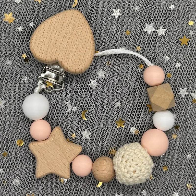 Custom Baby Pacifier Chain – Name Clip with Teether Pendant - KinBuB
