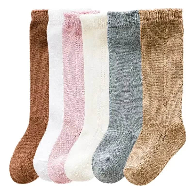 Cotton Baby Knee Socks – White Long Tube Socks for Kids - KinBuB