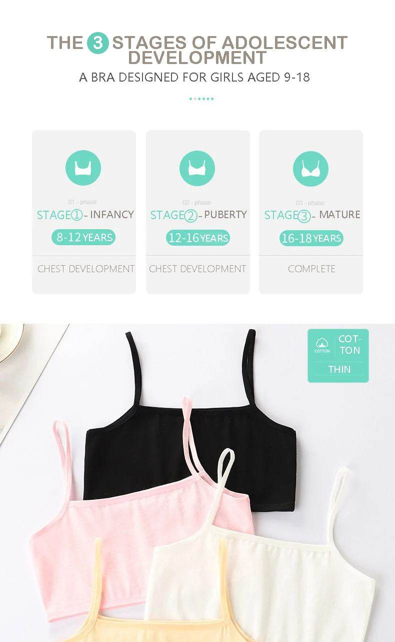 Girls Training Bras 2025 – Soft Cotton Underwear for Teens 8–14 - KinBuB