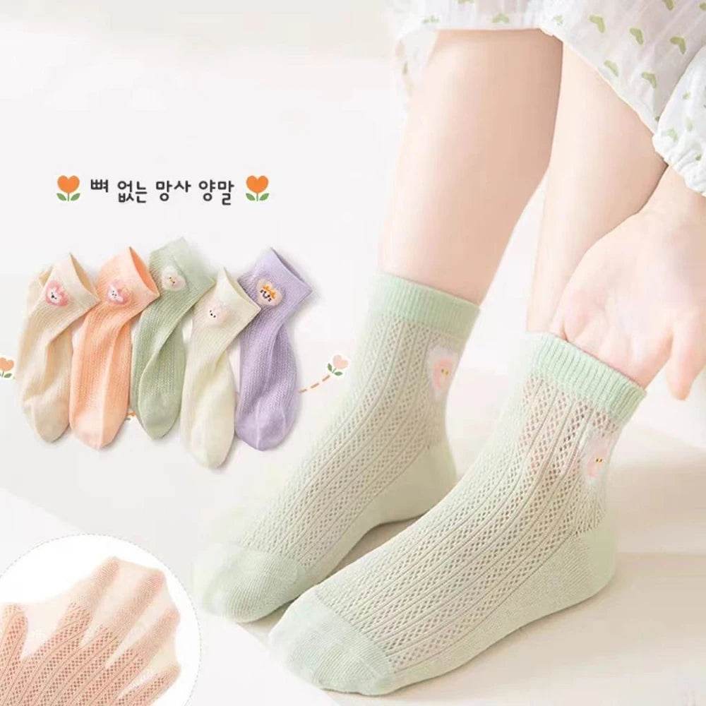 Girls Breathable Mesh Socks – Cartoon Thin Socks 1–16 Years - KinBuB