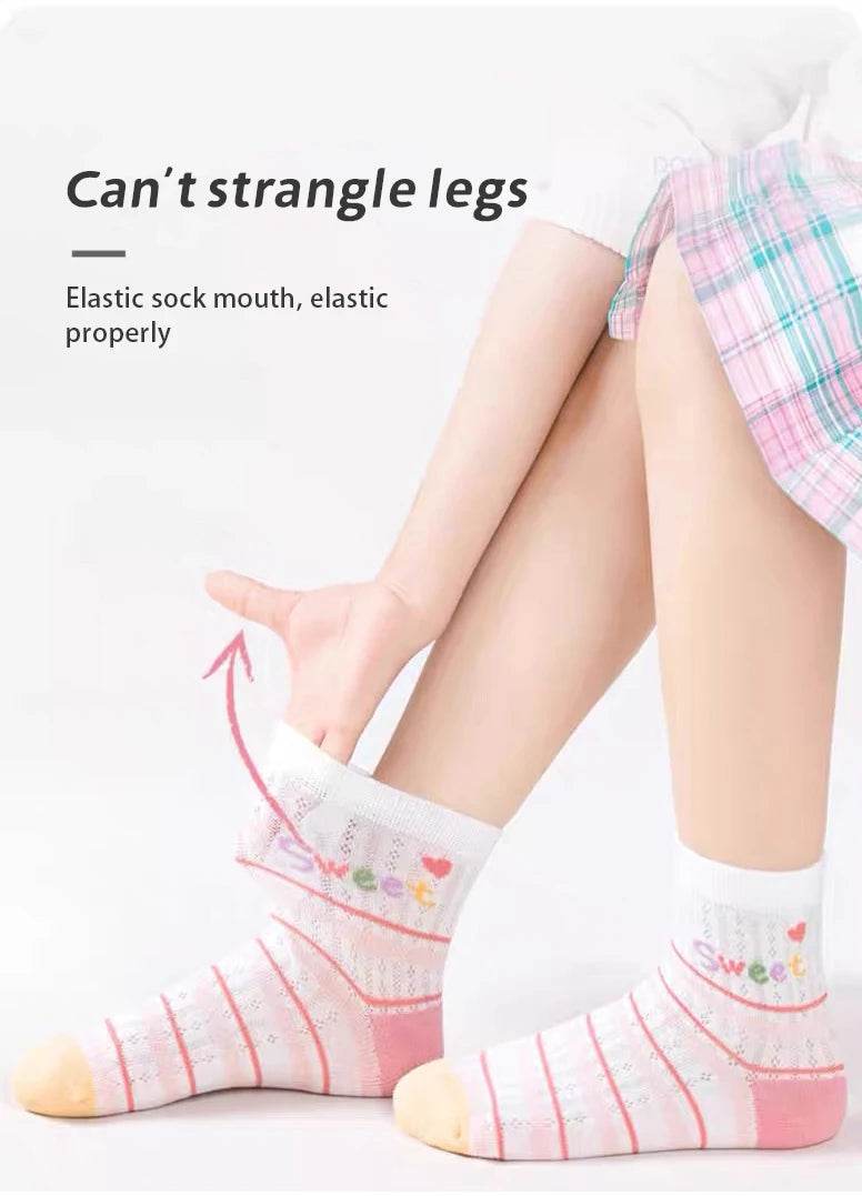 Girls Breathable Mesh Socks – Cartoon Thin Socks 1–16 Years - KinBuB