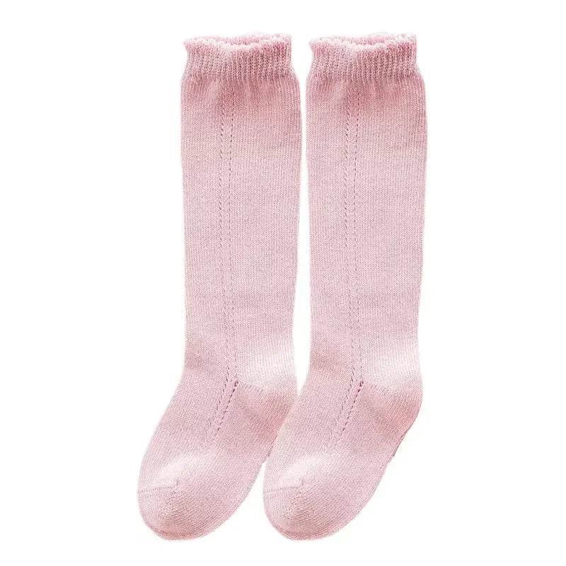 Cotton Baby Knee Socks – White Long Tube Socks for Kids - KinBuB