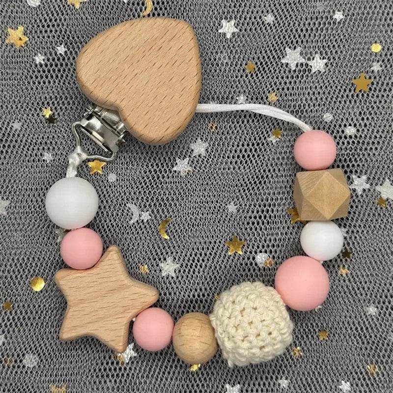 Custom Baby Pacifier Chain – Name Clip with Teether Pendant - KinBuB