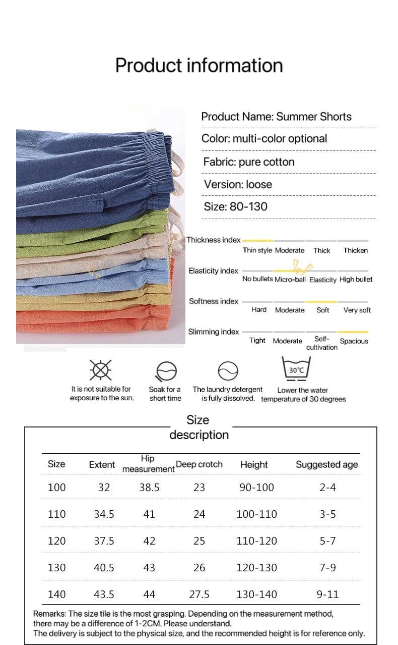 Cotton Linen Kids Shorts – Summer Casual Wear for Boys & Girls - KinBuB