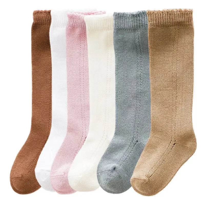 Cotton Baby Knee Socks – White Long Tube Socks for Kids - KinBuB