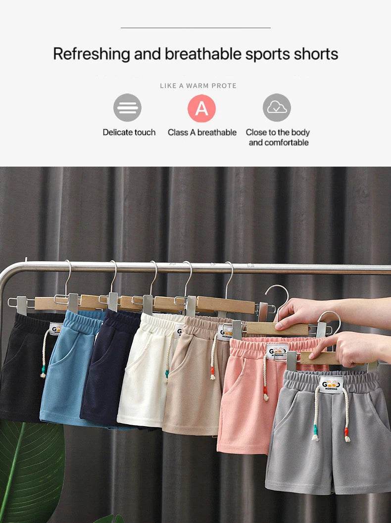 Summer Kids Shorts – Solid Color Casual Shorts for Boys & Girls - KinBuB