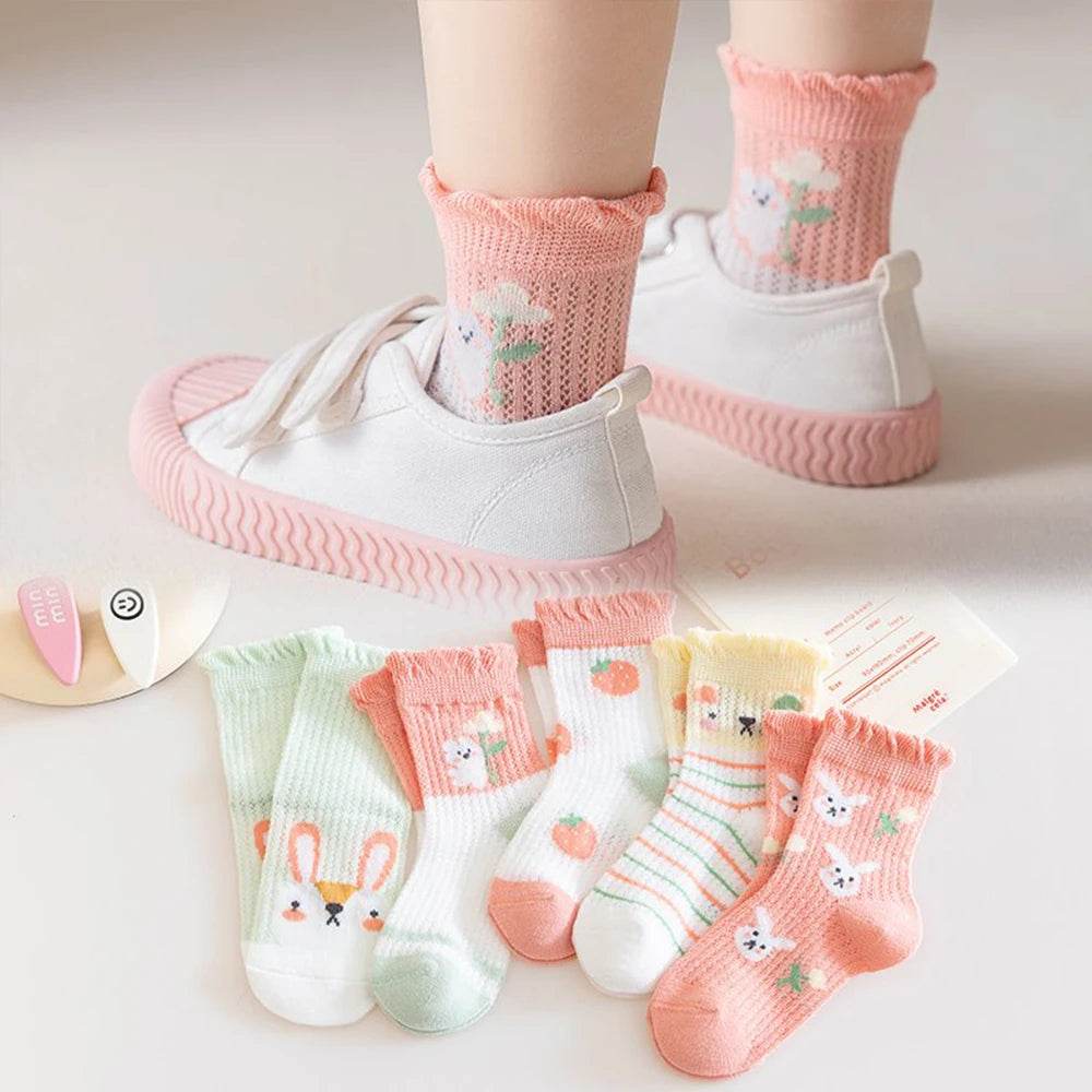 Girls Breathable Mesh Socks – Cartoon Thin Socks 1–16 Years - KinBuB
