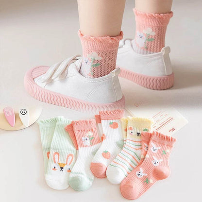 Girls Breathable Mesh Socks – Cartoon Thin Socks 1–16 Years - KinBuB
